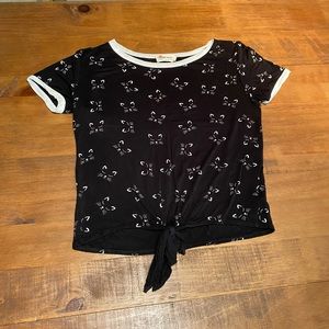 Kids crop top, XS, black and white cat prints